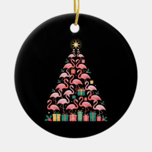 Ornamento De Cerâmica Árvore de Natal Flamingo Rosa Natal Festa