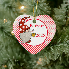 Ornamento De Cerâmica Árvore de Natal Gnome do Amor Personalizada