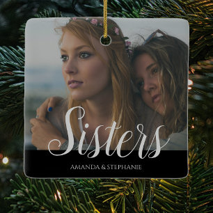 Ornamento De Cerâmica Árvore de Natal Irmãs Foto Personalizada