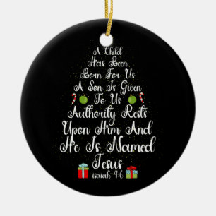 Ornamento De Cerâmica Árvore de Natal Jesus Poderoso Deus Isaiah 9 6 Fai