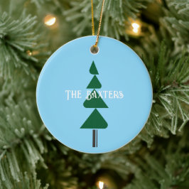 Ornamento De Cerâmica Árvore de Natal Minimalista Abstrata Verde Chic