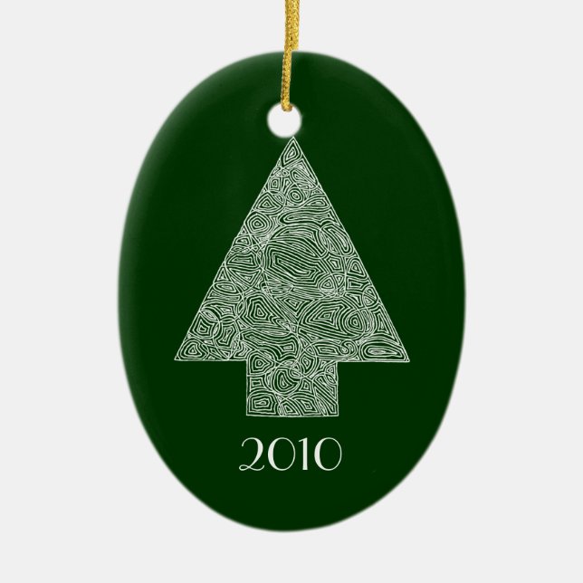 Ornamento De Cerâmica Árvore de Natal Moderna (Frente)