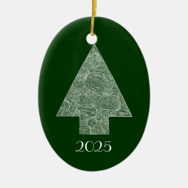 Ornamento De Cerâmica Árvore de Natal Moderna (Frente)