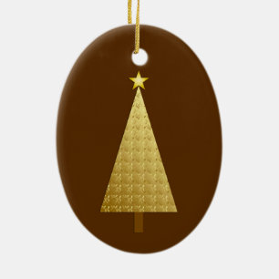 Ornamento De Cerâmica Árvore de Natal moderna em folha de ouro falsa