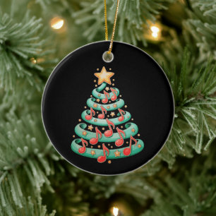 Ornamento De Cerâmica Árvore de Natal Notas Musicais Canção Músico Natal