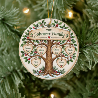 Ornamento De Cerâmica Árvore de Natal Personalizada da Família