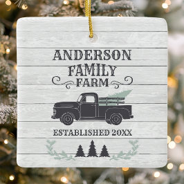 Ornamento De Cerâmica Árvore de Natal Personalizada da Fazenda da Famíli
