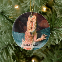 Ornamento De Cerâmica Árvore de Natal Personalizada de Pet Lizard