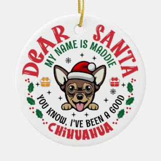 Ornamento De Cerâmica Árvore de Natal Personalizada do Cão Chihuahua