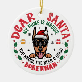 Ornamento De Cerâmica Árvore de Natal Personalizada do Doberman Pinscher