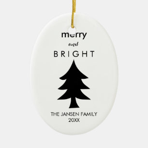 Ornamento De Cerâmica Árvore de Natal preto e branco moderna