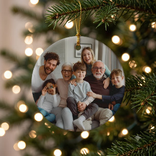 Ornamento De Cerâmica Árvore de Natal Redonda Personalizada com Foto de 