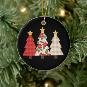 Ornamento De Cerâmica Árvore de Natal Remendo Vintage Festa Adorável