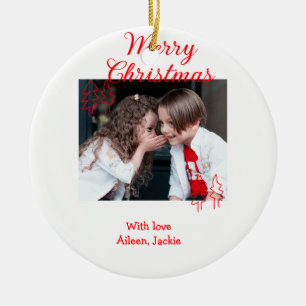 Ornamento De Cerâmica Árvore de Natal retrô Natal crianças foto na
