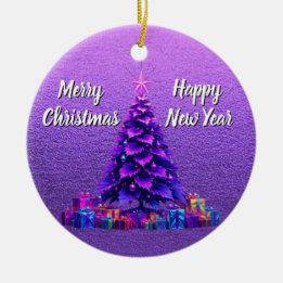 Ornamento De Cerâmica Árvore de Natal Roxa