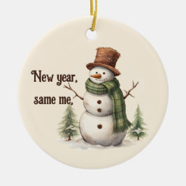 Ornamento De Cerâmica Árvore de Natal Sarcastic Vintage Snowman