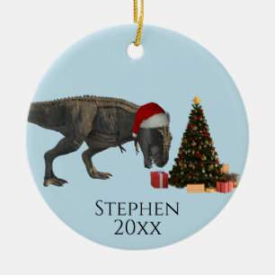 Ornamento De Cerâmica Árvore de Natal Tiranossauro T-rex 