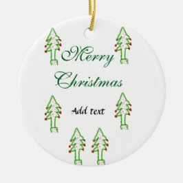 Ornamento De Cerâmica Árvore de Natal verde cereja vermelha alegria Nata