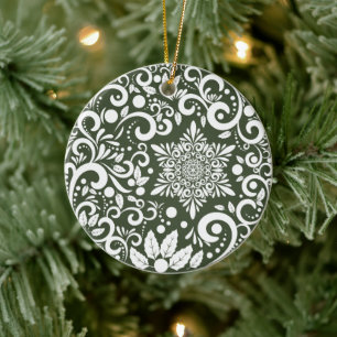 Ornamento De Cerâmica Árvore de Natal Verde Florestal Personalizada Fest
