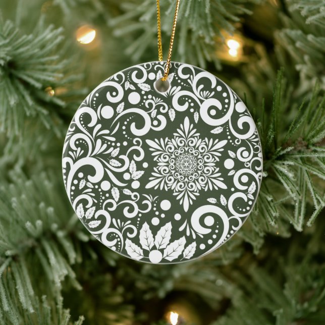 Ornamento De Cerâmica Árvore de Natal Verde Florestal Personalizada Fest (Árvore)