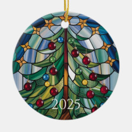 Ornamento De Cerâmica Árvore de Natal Vidro Pintado Design 2025