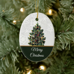 Ornamento De Cerâmica Árvore de Natal Vintage com Flocos de Neve Festa d