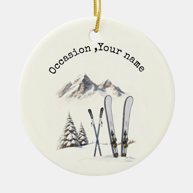 Ornamento De Cerâmica Árvore de neve russa de aquarela (Frente)