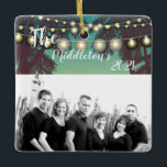 Ornamento De Cerâmica Árvore de Palma de Sunset Beach do Ornament XMAS P<br><div class="desc">Ornamento XMAS Personalizado</div>