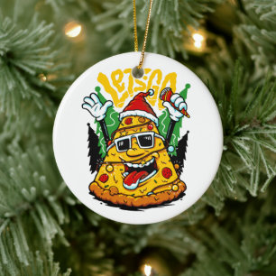 Ornamento De Cerâmica Árvore de Pizza Luzes de Natal Feliz Crustmas Nata