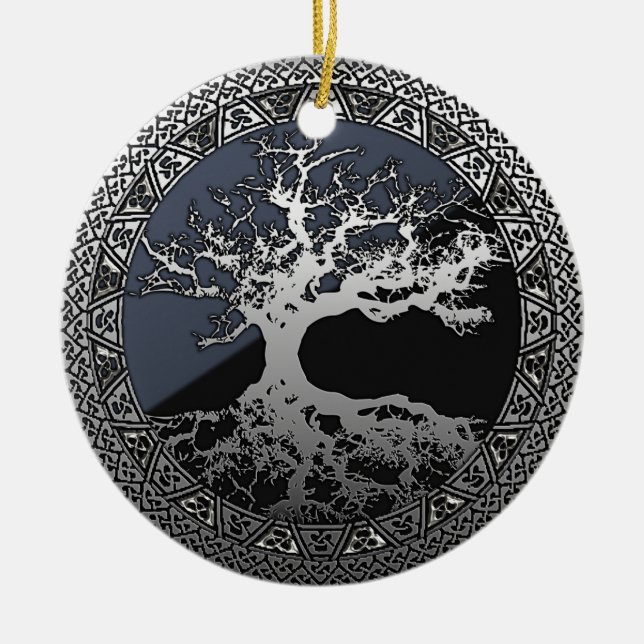 Ornamento De Cerâmica Árvore de Prata da Vida (Frente)