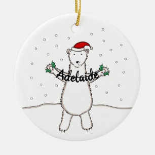 Ornamento De Cerâmica Árvore de Urso Polar de Natal Personalizado