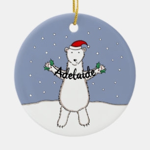 Ornamento De Cerâmica Árvore de Urso Polar de Natal Personalizado