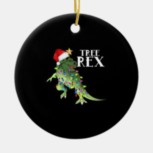 ORNAMENTO DE CERÂMICA ÁRVORE DINOSSAUR FUNNADA REX COM LUZES DE NATAL T-