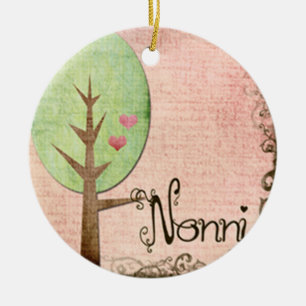 Ornamento De Cerâmica árvore do coração nonni rosa