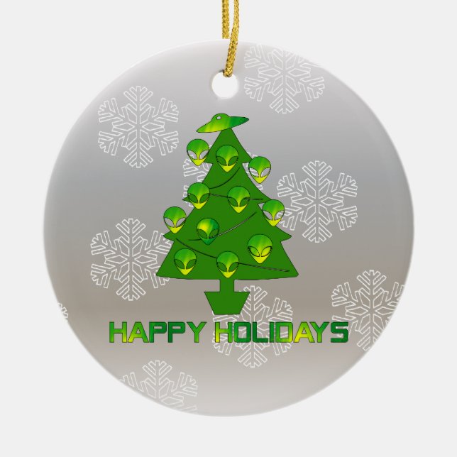 Ornamento De Cerâmica Árvore estrangeira do feriado (Frente)
