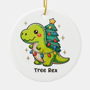 Ornamento De Cerâmica Árvore Fofa Rex Natal Dinossauro T Rex Luzes de Na