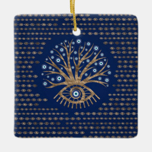 Ornamento De Cerâmica Árvore grega do olho - Mati Mataki - Matiasma