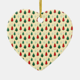 Ornamento De Cerâmica Árvore natalícia com padrão superior estrelado sem