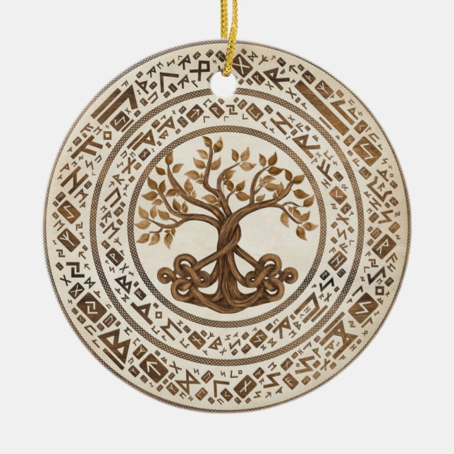 Ornamento De Cerâmica Árvore Nó Celta da Vida - Yggdrasil (Frente)