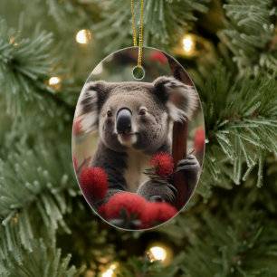 Ornamento De Cerâmica Árvore Red Banksia Com Urso Koala,