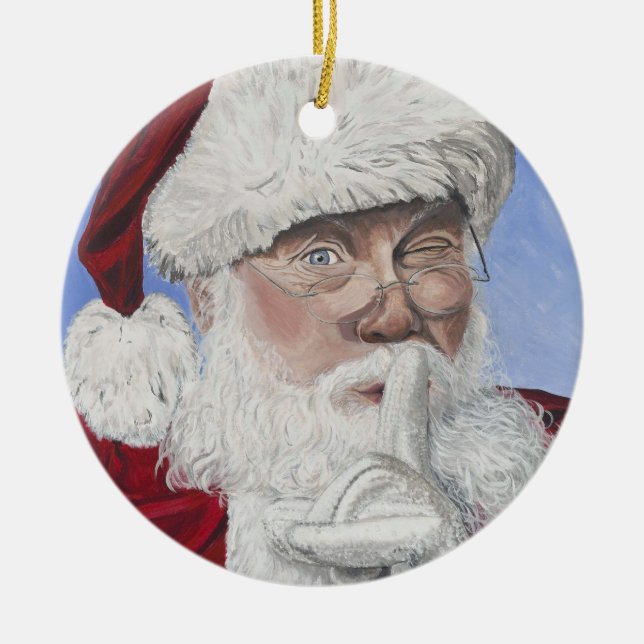 Ornamento De Cerâmica Árvore secreta do papai noel (Frente)