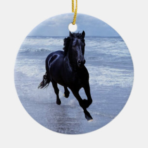 Ornamento De Cerâmica Árvore selvagem e livre de um cavalo de Natal