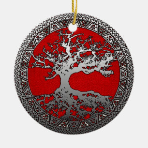 Ornamento De Cerâmica Árvore Silver da Vida