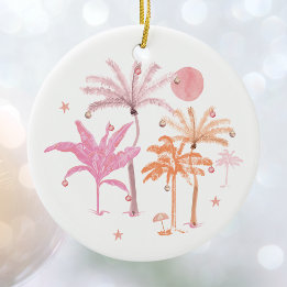Ornamento De Cerâmica Árvore Tropical de Palma Personalizada