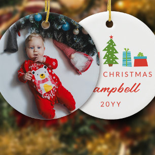 Ornamento De Cerâmica Árvore Whimsical e presentes Foto de Natal de 1 ru