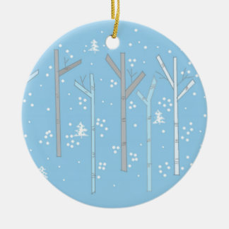 Ornamento De Cerâmica Árvores de bétula com neve caindo