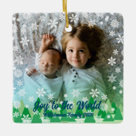 Ornamento De Cerâmica Árvores de Natal Brancas Neves Alegrem-se ao Mundo