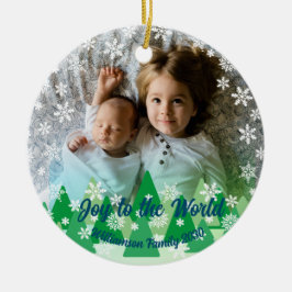 Ornamento De Cerâmica Árvores de Natal Brancas Neves Alegrem-se ao Mundo