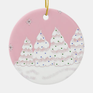 Ornamento De Cerâmica Árvores de Natal Brancas Sonhadoras