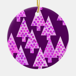 Ornamento De Cerâmica Árvores de Natal de flores modernas - roxo ametist